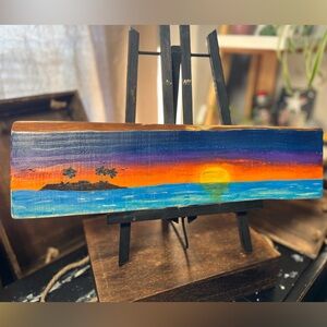 Wood sunset painting